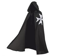 BLESSUME Templare Cavalieri Costume Tunica Medievale Mantello con Attraversare (No Tunica & Cintura) (Nero 2)