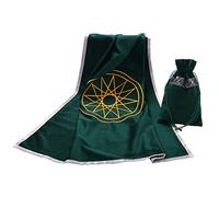 BLESSUME Tovaglia con carta di tarocchi per altare con borsa dei tarocchi Divination Wicca Velvet (verde 3)
