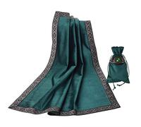 BLESSUME Tovaglia di Tarocchi con Borsa Tovaglia Altare Wicca Quadrata in Velluto, Taglia unica (Verde)