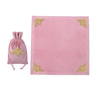BLESSUME Tovaglia per la lettura dei tarocchi Wicca Square Divination Velvet Cloth con sacchetto dei tarocchi (rosa 4)