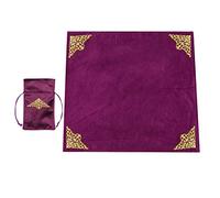 BLESSUME Tovaglia per la lettura dei tarocchi Wicca Square Divination Velvet Cloth con sacchetto dei tarocchi (viola 4)