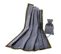 BLESSUME - Tovaglia per tarocchi da Altare, in Velluto Wicca, con Custodia per tarocchi, One Size, Grigio 1