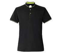 BLESSUME Uomo Camicia Clergy Polo Tab Colletto a Manica Corta (L,Nero)