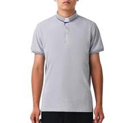 BLESSUME Uomo Camicia Clergy Polo Tab Colletto a Manica Corta (M,Grigio)