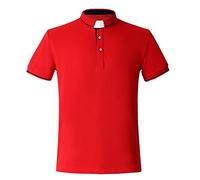 BLESSUME Uomo Camicia Clergy Polo Tab Colletto a Manica Corta (M,Rosso)