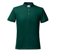 BLESSUME Uomo Camicia Clergy Polo Tab Colletto a Manica Corta (M,Verde Scuro)