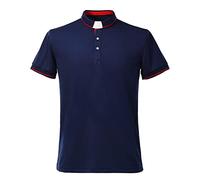 BLESSUME Uomo Camicia Clergy Polo Tab Colletto a Manica Corta (S,Blu Scuro)