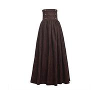 BLESSUME Vittoriano Steampunk Gonna Donna Gothic Lunga Skirt Wiat Elastico (L, Marrone)