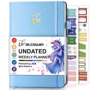 BLESWIN Agenda Settimanale Non Datata, A5 Agenda (21,5 x 14,5 cm), Diario di Agenda Organizer con Lista di cose da Fare e Tracciamento delle Abitudini, Agenda da Lavoro per Uomini e Donne, Blu