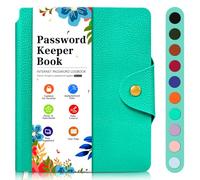 BLESWIN Libro Delle Password - Diario Delle Password Piccolo con Schede Alfabetiche, Rubrica Internet e Password per Anziani, Taccuino Delle Password per L'ufficio di Casa, 15,3 x 13CM, Verde Acqua