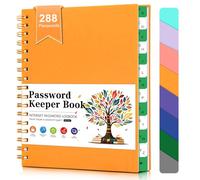 BLESWIN Libro Delle Password - Libro Delle Password di Internet con Schede Alfabetiche, Piccolo Taccuino per Password in Formato A6, Diario Delle Password per L'ufficio, (12 x 15,6 CM, Arancione)