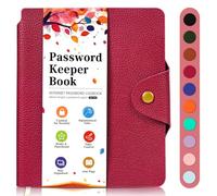 BLESWIN Libro Delle Password, Taccuino per Nomi Utente e Password, Piccolo Diario Delle Password per L'accesso a Siti Web con Indirizzi Internet, Registro Delle Password con Fibbia a Libro, Rosso