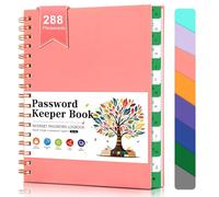 BLESWIN Quaderno Password a Spirale, Piccolo Registro Delle Password A6, Libro Delle Password Portatile per Gli Anziani, Organizzatore di Password per i Dettagli di Accesso ai Siti Internet, Rosa