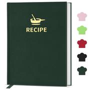 BLESWIN Ricettario Vuoto per Scrivere le Proprie Ricette, Elegante Quaderno di Ricette con Copertina Rigida, Ricettario per gli Amanti della Cucina, Quaderno per Ricette da Scrivere (Verde Scuro)