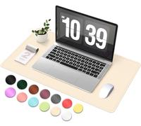 BLESWIN Tappetino da Scrivania Antiscivolo in Pelle e Camoscio, Tappetino da Scrivania Impermeabile per Scrivere, Tappetino da Scrivania di Grandi Dimensioni per L'ufficio e la Casa (Beige, 60x34cm)