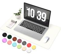 BLESWIN Tappetino da Scrivania Antiscivolo in Pelle e Camoscio, Tappetino da Scrivania Impermeabile per Scrivere, Tappetino da Scrivania di Grandi Dimensioni per L'ufficio e la Casa (Bianco, 60x34cm)