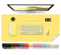 BLESWIN Tappetino in Pelle per Scrivania, Tappetino Impermeabile per Computer, Tappetino per Laptop, Tappetino per Ufficio Facile da Pulire, Tappetino per Scrivania Grande (Giallo, 100x43cm)