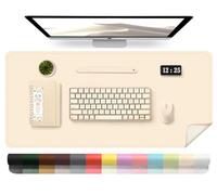 BLESWIN Tappetino in Pelle per Scrivania, Tappetino Impermeabile per Computer, Tappetino per Laptop, Tappetino per Ufficio Facile da Pulire, Tappetino per Scrivania Grande (Beige, 100x43cm)