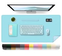 BLESWIN Tappetino in Pelle per Scrivania, Tappetino Impermeabile per Computer, Tappetino per Laptop, Tappetino per Ufficio Facile da Pulire, Tappetino per Scrivania Grande (Blu, 100x43cm)
