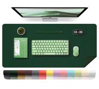 BLESWIN Tappetino in Pelle per Scrivania, Tappetino Impermeabile per Computer, Tappetino per Laptop, Tappetino per Ufficio Facile da Pulire, Tappetino per Scrivania Grande (Verde Nerastro, 100x43cm)