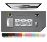 BLESWIN Tappetino in Pelle per Scrivania, Tappetino Impermeabile per Computer, Tappetino per Laptop, Tappetino per Ufficio Facile da Pulire, Tappetino per Scrivania Grande (Grigio Scuro, 100x43cm)