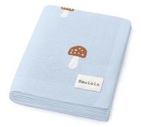 Bleu La La Coperta fasciante lavorata a maglia, 100% cotone di lusso, morbida e accogliente, coperta per culla e passeggino, per la doccia, lista regali per neonati, neonati e bambini piccoli (fungo -