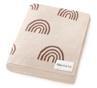 Bleu La La Coperta fasciante lavorata a maglia, 100% cotone di lusso, morbida e accogliente, coperta per culla e passeggino, per doccia, lista regali per neonati, neonati e bambini piccoli (arcobaleno