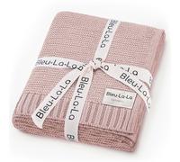 Bleu La La Coperta per Fasciatoio per Neonati Lavorata a Maglia in 100% Cotone Organico di Lusso - Coperta Morbida e Accogliente per Passeggino per Culla Unisex per Neonati e Ragazze (Rosa Cipria)