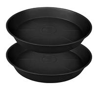 Bleuhome Confezione da 25 piattini rotondi per piante da 66 cm, profondità 10,7 cm, grandi e profondi, per vasi, in plastica resistente, per interni ed esterni, vassoi antigoccia per piante (nero)