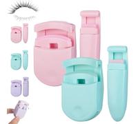 Blevora Eyelash Curler, Wide Angle Long Lasting Partial Professional Mini Folder for All Eye Shapes, Portable Gentle Makeup Tool For Lifted Lashes, with Soft Lash Silicon Pads (Pink + Green)