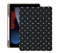 BlHMCASE Carino Polka Dot Heart per iPad mini 7 A17 Pro 2024/iPad Mini 6 Custodia con portapenne, Auto Sleep/Wake, Nero Pelle Morbida TPU Back Cover