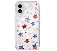 BlHMCASE Custodia per iPhone 16 Pro | Custodia magnetica per telefono 4 | Compatibile con MagSafe | America Stars 4 luglio Memorial Day trasparente morbida slim fit antiurto copertura protettiva per