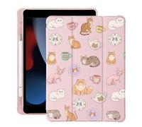 BlHMCASE Cute Kawaii Cat Kitten per iPad mini 7 A17 Pro 2024/iPad Mini 6 Custodia con portapenne, Auto Sleep/Wake, Rosa Pelle Morbida TPU Back Cover