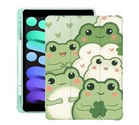 BlHMCASE Kawaii Cute Frog per iPad 5a/6a Generazione Custodia con Portapenne, Auto Sleep/Wake, Verde Pelle Morbida TPU Back Cover per iPad 9.7 Pollici