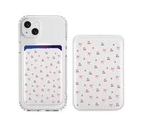 BlHMCASE Portafoglio magnetico compatibile con MagSafe per iPhone 16/15/14/13/12 Series, grazioso fiocco kawaii in pelle bianca ciliegia per porta carte Magsafe per donne adolescenti ragazze