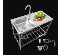 Bliajkswyr Lavabo Portatile da Esterno e Giardino 75x40x75cm, Lavandino della Cucina con Scompartimento, Facile da Montare per Campeggio e Terrazza