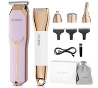 BLIBEE Rasoio per capelli e bikini da donna, impermeabile, elettrico e set 4 in 1, rasoio per bikini di lusso, rasoio per il corpo bagnato/asciutto, per naso, sopracciglia, barba, peli pubici, malva