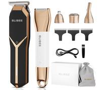 BLIBEE Tagliacapelli e regolabarba - Rasoio elettrico impermeabile e 4 in 1 per bikini, rasoio deluxe per capelli bagnati/asciutti, per naso, sopracciglia, barba, peli pubici, nero