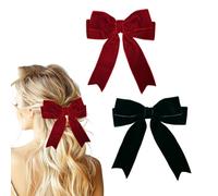 Bliceon 2 fiocchi per capelli neri e bordeaux, fermagli per capelli grandi in velluto, per donne, ragazze, bambini e adolescenti, con fiocco per coda di cavallo, clip in metallo, accessori per capelli