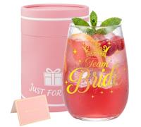 Bliceon Bicchiere da vino con scritta "Team Bride", accessorio personalizzato per la sposa, 425 ml, con biglietto e scatola regalo, regalo di nozze per donne, migliore amica, sorella, damigella