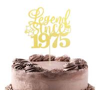 Bliceon Decorazione per torta di compleanno, decorazione per torta con glitter Legend Since 1975, decorazione per torta festiva per 50 anni, per feste di compleanno e anniversari, tutto il buono per