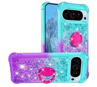 Bliing Cover per Google Pixel 10 Liquido Custodia Protettiva Bumper Caso Trasparente Crystal Clear Silicone Sparkly Quicksand Glitter Stander Custodia per Google Pixel 10,viola verdastro