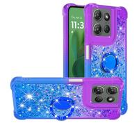 Bliing Cover per MOTO G Power 5G 2025 Liquido Custodia Protettiva Bumper Caso Trasparente Crystal Clear Silicone Sparkly Quicksand Glitter Stander Custodia per MOTO G Power 5G 2025,viola verdastro