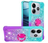 Bliing Cover per Redmi Note 14 4G Liquido Custodia Protettiva Bumper Caso Trasparente Crystal Clear Silicone Sparkly Quicksand Glitter Stander Custodia per Xiaomi Redmi Note 14 4G,viola verdastro