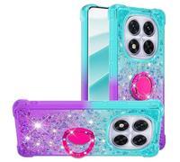 Bliing Cover per Redmi Note 14 Pro 5G Liquido Custodia Protettiva Bumper Caso Trasparente Crystal Clear Silicone Sparkly Quicksand Glitter Stander Custodia per Redmi Note 14 Pro 5G,viola verdastro