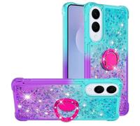 Bliing Cover per Samsung Galaxy S25 Edge Liquido Custodia Protettiva Bumper Caso Trasparente Crystal Clear Silicone Sparkly Quicksand Glitter Stander Custodia Galaxy S25 Edge,viola verdastro