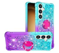 Bliing Cover per Samsung Galaxy S25 Plus Liquido Custodia Protettiva Bumper Caso Trasparente Crystal Clear Silicone Sparkly Quicksand Glitter Stander Custodia Galaxy S25 Plus,viola verdastro