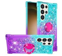 Bliing Cover per Samsung Galaxy S25 Ultra Liquido Custodia Protettiva Bumper Caso Trasparente Crystal Clear Silicone Sparkly Quicksand Glitter Stander Custodia Galaxy S25 Ultra,viola verdastro