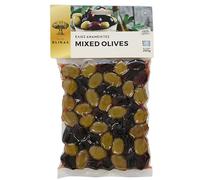 Blikas Olive Miste Greche Verdi e Kalamata, Olive Intere in Salamoia con Olio e Aceto, 2 x 250 g (500 g), Olive Nere e Verdi Premium