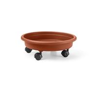 Blim Rotondo piattino con Ruote, per Vaso di Fiori, Marrone Scuro, 40 cm